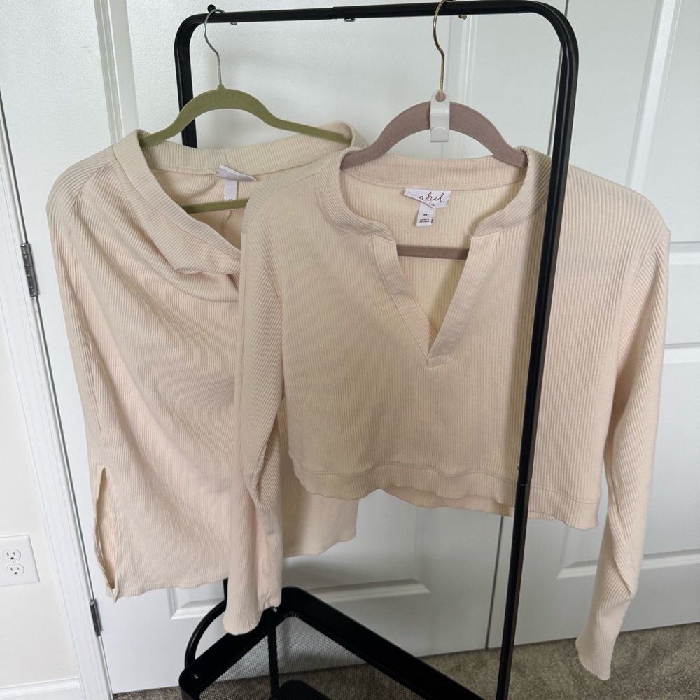 Cream maternity Ribbed Women's Top and knee skirt